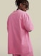 Mei Stylish Unisex Vintage Casual Loose Shoulder Oversize Crew Neck T-shirt, XL Size, Pink