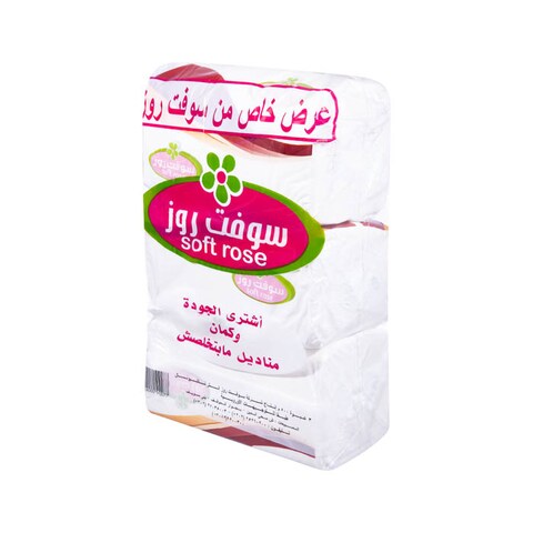 سوفت روز مناديل وجه - 500 منديل - 3 عبوات