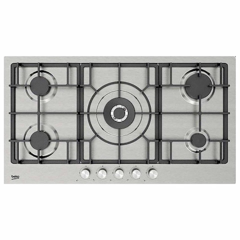 Beko SXEL Built-in Gas Stove with Iron Holders - 90 cm - Silver - HIMW95226