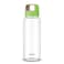 Borosil Crysto Glass Bottle With Green Lid 750ml- Wide Mouth, Freezer Safe White/Green