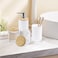 Bathroom Accessories Set 8 Pcs Bamboo Bath Ensemble Includes Soap Dispenser, Toothbrush Holder, Toothbrush Cup, Soap Dish, Qtip Holder Dispenser for Housewarming Gift (8-Bamboo White)