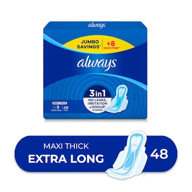 Always Maxi Thick Pads - Extra Long - 48 Pads