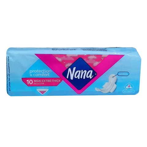 Nana Protection And Comfort Maxi Extra Thick Regular Sanitary Pads 10 Count