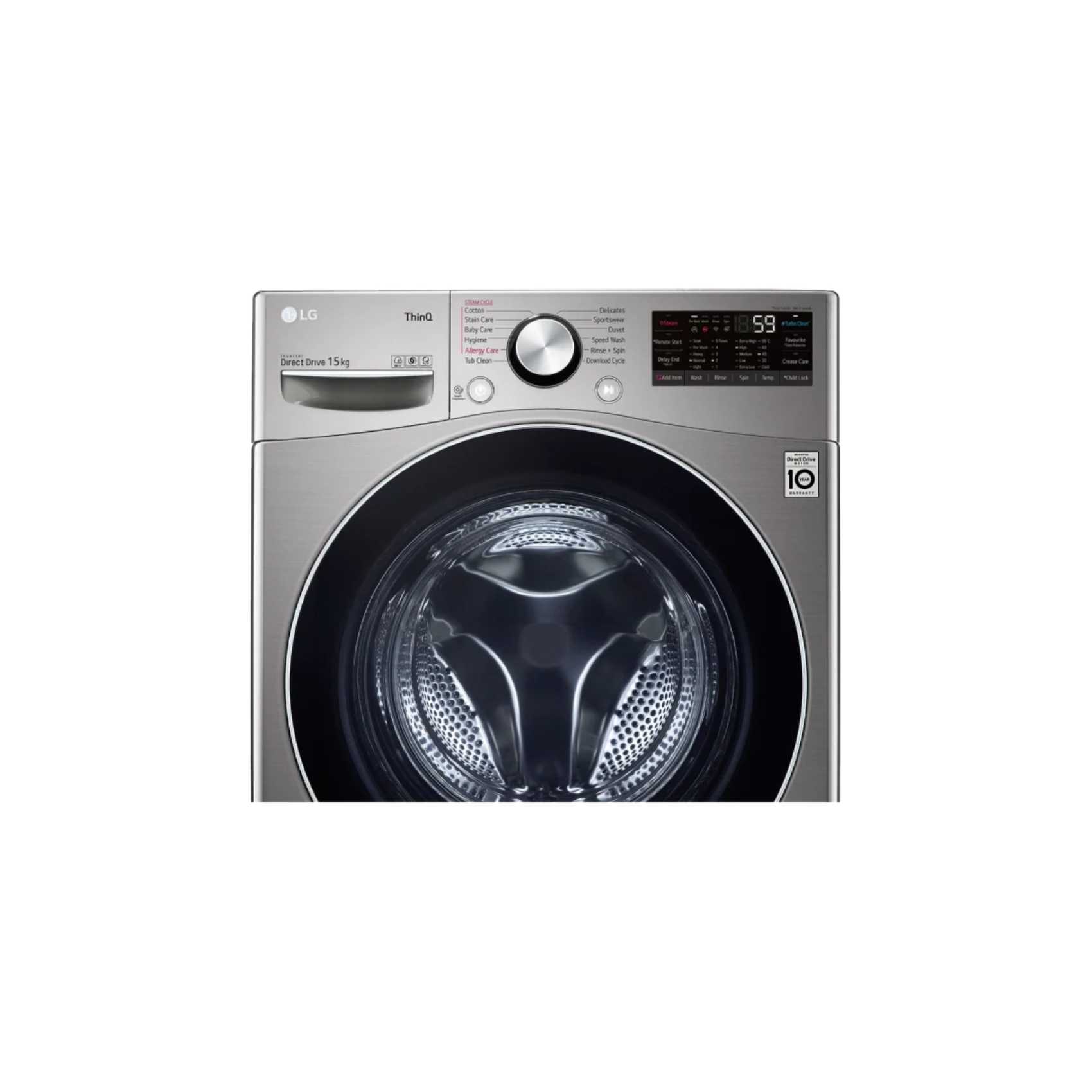 LG F0L9DYP2S | 15 kg Front Load Washer | AI DD� | ThinQ� | TurboWash�