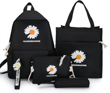 4Pcs/Set Women School Backpacks Schoolbag Daisy Canvas For Teenagers Girls Student Book Bag Boys Satchel Bolsas Mochilas