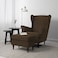 In House 2 Pieces Chair King Velvet With Two Wings And FootStool - Brown - E3