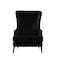 إن هاوس كرسي ملكي بظهرية مجنحة وذراعين منجد بالمخمل - أسود - E7
