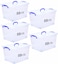 HIWARE Plastic Storage Box With Lid 20 LTR Semi Clear 5 Pcs Set   For Clothes, Toys, Books, Snacks, Shoes and Grocery Storage Box. (20 LTR)&hellip;