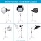 COOPIC C Stand Stainless Steel 330cm/10ft Max. Height Studio Photo Video 4 feet Holding Arm Grip with Turtle Base for Light Reflector (1 PACK)