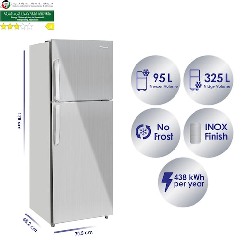 Super General 420L Net Capacity Double Door Refrigerator Inox SGR510I