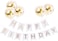 Party Time Birthday Decorations, White and Golden Premium Quality Happy Birthday Banners with Gold Confetti Balloons, Reusable Birthday Party Supplies Perfect for Kids Girls and Adults