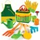 Play22 Kids Gardening Tool Set 12 Pcs, Tools Shovel, Rake Fork Trowel Apron Gloves Watering Can And Tote Bag Wooden For Best Outdoor Toys Gift Boys Girls
