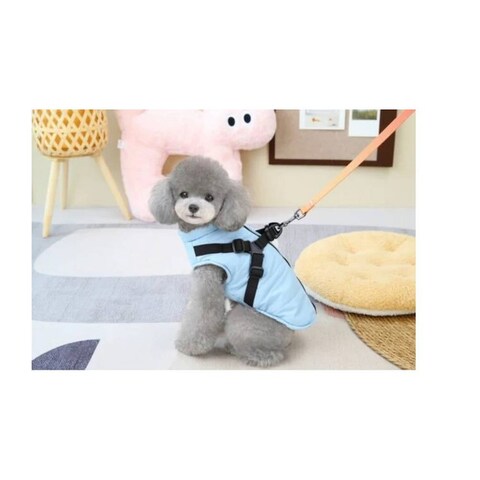 Hong Pet Chest Strap Cotton Coat - Blue L