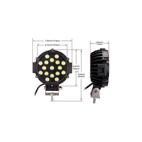 7 inches LED Spot Light, 51W Black Flood Beam LED Work Light Bar for Jeep, Truck, Car ATV SUV 4X4 Truck Driving Lamp, Waterproof, High Brightness LEDs with Aluminum Housing Material