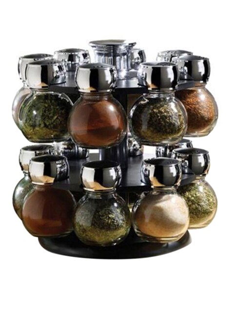 Muzz 16-Piece Glass Spice Jar Set With Rack Clear