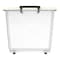Cosmoplast Plastic Storage Box With Wheels And Lockable Lid White And Clear 82L
