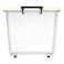 Cosmoplast Plastic Storage Box With Wheels And Lockable Lid White And Clear 82L