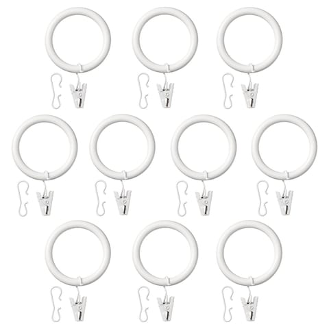 Curtain Ring With Clip And Hook White 38 Mm