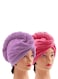 Cc Caihong 2-Piece Long Hair Absorbent Wrap Towel Set Pink/Purple 10 X 26Inch