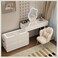 AWD Smart Vanity Table, Dressing Table with Mirror, Chair and Double Chest Drawers Feature a Wireless Charging Speaker LED Light - White