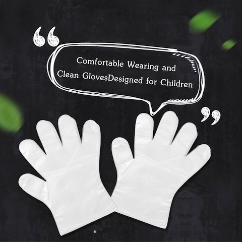 KKmoon-Disposable PE Gloves Single Use Transparent Gloves Latex Free Safe Glove for Children Food Prep Food Service Use 100PCS/Pack