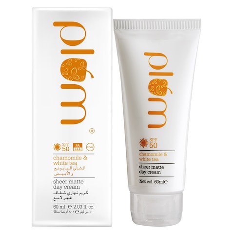 Plum Chamomile And White Tea Sheer Matte Day Cream SPF50 60ml
