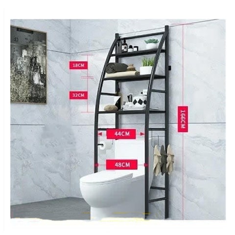 3 Tier Space Saving Bathroom Over Toilet Rack Storage Shelf Black Home Organizers Black