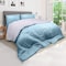Hotel Linen Klub Reversible Down Alternative Comforter Set, Ultra Soft Brushed Stripe Microfiber Fabric, 200GSM Soft Fibersheet Filling, Size: King 240 x 260cm, Aqua &amp; Light Grey