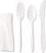 Markq [50 Pack] White Plastic Cutlery Set with Napkin - Heavy Duty Knife Fork Spoon Napkin Set -Disposable Cutlery Set