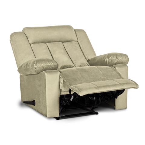 Buy In House Velvet Rocking Rotating Recliner Chair Dark Ivory