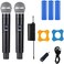 Mike Music Wireless Microphone, Mic with Rechargeable Receiver (Work 3-6hs), 160ft Range, for Karaoke Machine, Amplifier Speaker, Mixer, Speech, Church, Interview (wireless microphone 1 drag 2, Black)