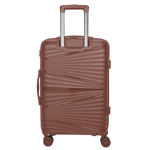 Hard Case Carry On Luggage Trolley For Unisex Polypropylene Lightweight 4 Double Wheeled Suitcase With Built In TSA Type Lock Travel Bag KH1005 Rose Gold