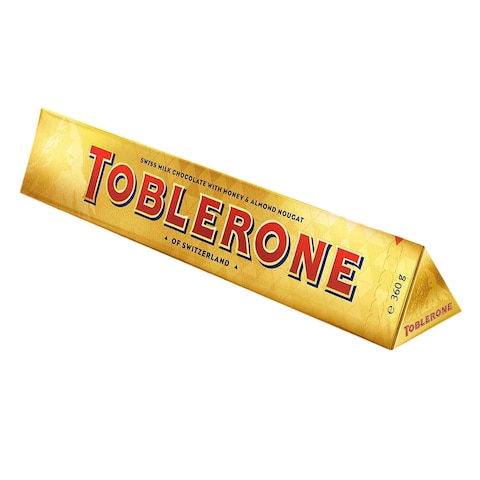 Toblerone Swiss Milk Chocolate Bar With Honey And Almond Nougat 360g