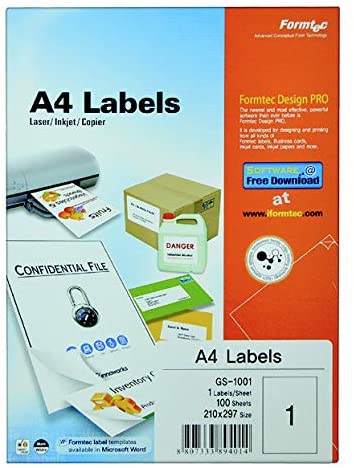 Generic Atlas A4 Label Box-100 Sheets