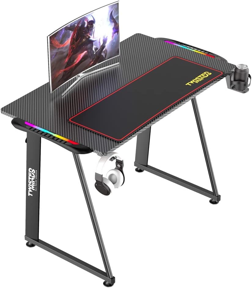 Buy Twisted Minds A Shaped Gaming Desk, Black, 100 cm Computer Desk ...