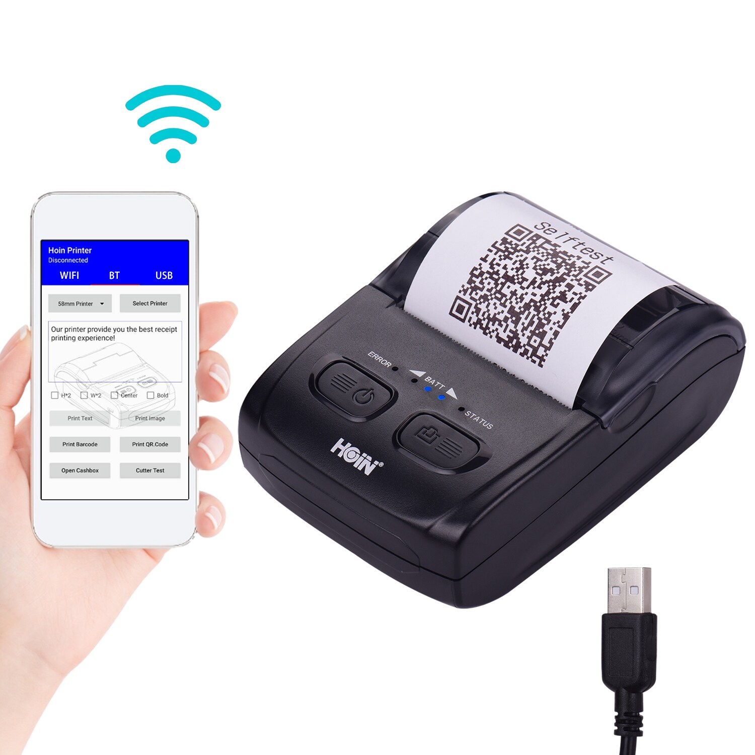 Buy Generic-Portable 58mm Thermal Receipt Printer Handheld Barcode ...