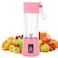 Generic-Pink Plastic 4 Blades Portable Electric Juicer Cup USB Charging Fruit Vegetable Blender Smoothie Mixer Squeezer Kitchen Tool