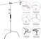 COOPIC C Stand Stainless Steel 336cm/10.8ft Max. Height Studio Photo Video 4 feet Holding Arm Grip with Turtle Base for Light Reflector (3pack Cstand with Trolley Bag)