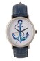 AnemosS Anchor Design Wrist Watch, 100% Leather Strap, 40 mm Stainless Steel Case, 3 ATM Waterproof, Blue