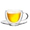 LIYING Double Wall Glass Teapot Set Combined With  Teapot 1 x 600ml ,1 Candle Warmer ,  Clear Classic designedTeacups and Sauce [6 x 120ml], Heat-resistant Stovetop Dishwasher Safe Teapot with Removab
