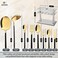 LIFE SMILE Cutlery Set, 18/10 Pure Stainless Steel Flatware Set with Stand, Rust Proof &amp; Fade Proof Dinnerware Set (SHINY GOLD HEAD &amp; SHINY BLACK HANDLE, 38 Pieces)