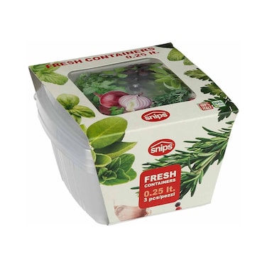 سنيبس طقم علب لحفظ الطعام مستطيلة - 250 مل - 3 علب
