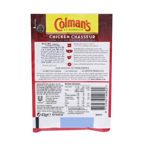 Colmans Chicken Chasseur Seasoning Mix 43g
