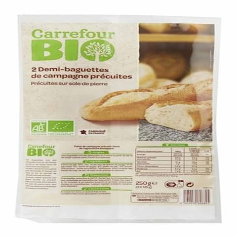 Buy Carrefour Bio Half Baked Chopsticks Baguette 250g(Organic) in Saudi Arabia