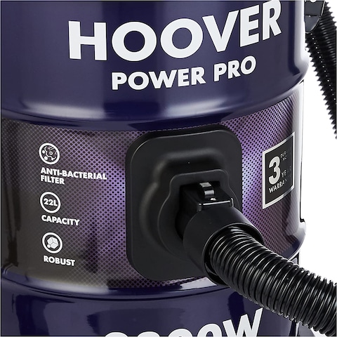 Hoover Power Pro Tank Vac Vacuum Cleaner 2300W Purple, 22L, Ht85-T3-Me