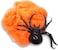 Party Time Set of Orange Halloween Spider Web Halloween Decorations , 1 Big Fake Spider, Super Stretchy Cobwebs for Halloween Decor Indoor and Outdoor - Spooky Halloween Party Supplies