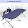HEXAR Heavy Duty Camping Bed Double Layer Oxford Strong Sleeping Cots with Carry Bag for Adults &amp; Kids Portable Travel Folding Camping Cots for Home Office Outdoor Beach Vacation (BLUE)