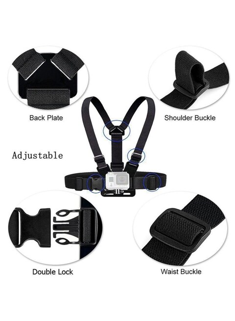 Generic - Adjustable Chest Body Strap Mount Harness Belt for Gopro Hero 2/3/3Plus/4/5/6 Black