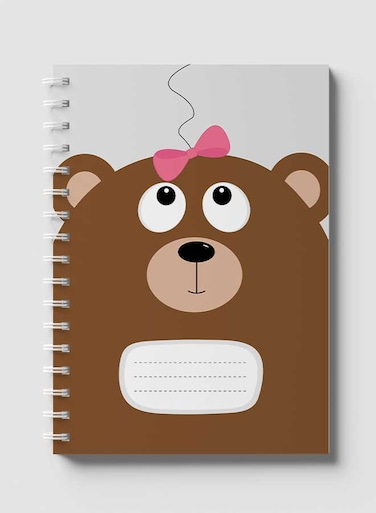 لوحة  دفتر سلك ٦٠ ورقة بغلاف من الورق المقوى بتصميم دب مع ربطة ، لتسجيل الملاحظات وتدوين التذكيرات للعمل أو الجامعة أو المدرسة