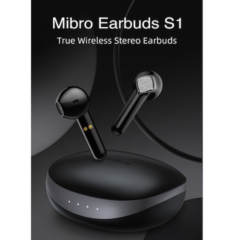 Mibro S1 True Wireless Earbuds HiFi Stereo Noise Cancelling For Clear Calls Touch Control Earphone Slide Design Charging Box   Bluetooth 5.3   IPX5 Waterproof - Black